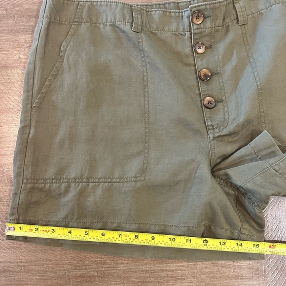 LOFT Women's Casual Button Front Utility Linen Blend Shorts Fresh Ivy Green - 16 - Picture 11 of 16